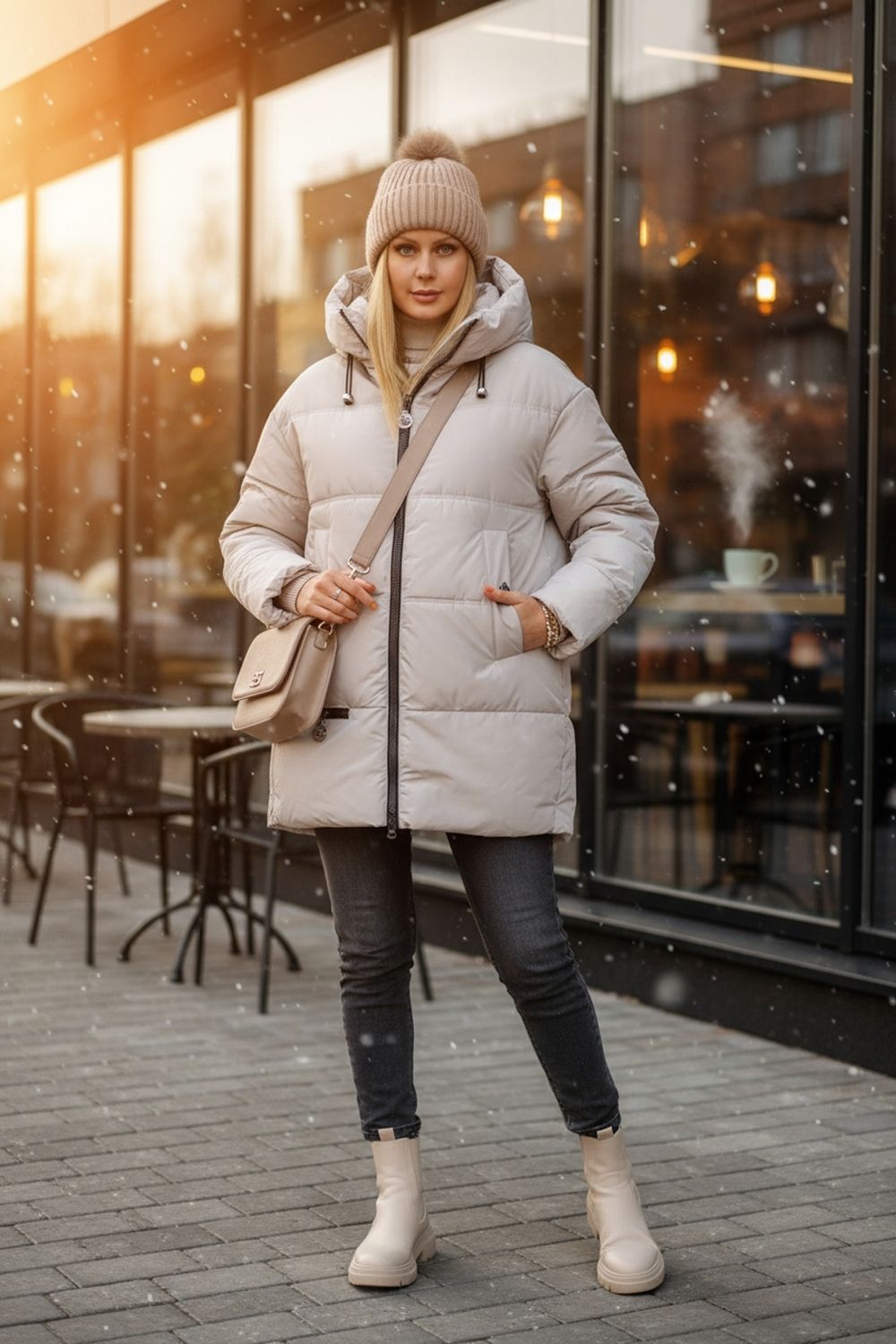 Куртка Евро-зима арт.2881 - светло-бежевый