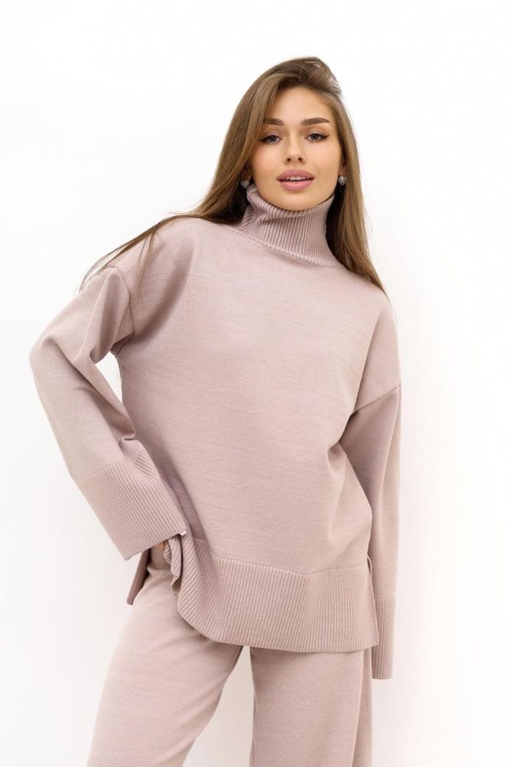 Костюм женский вязаный Конфетти - бежевый