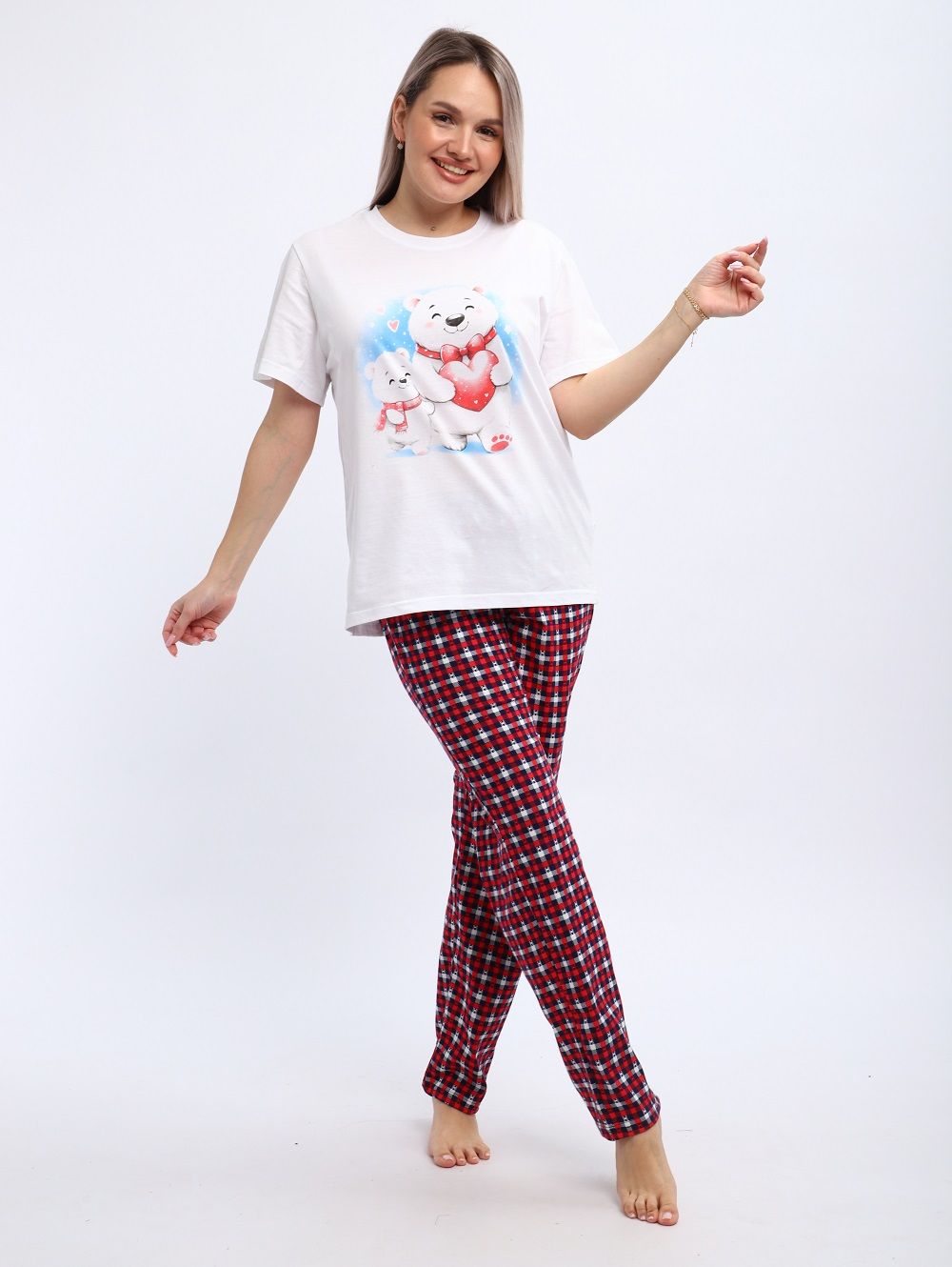 667 Комплект домашней одежды Мишки - красный
