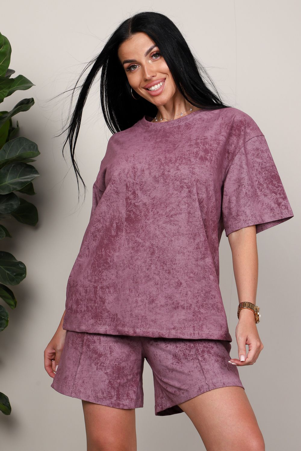 Костюм с шортами 140 - слива