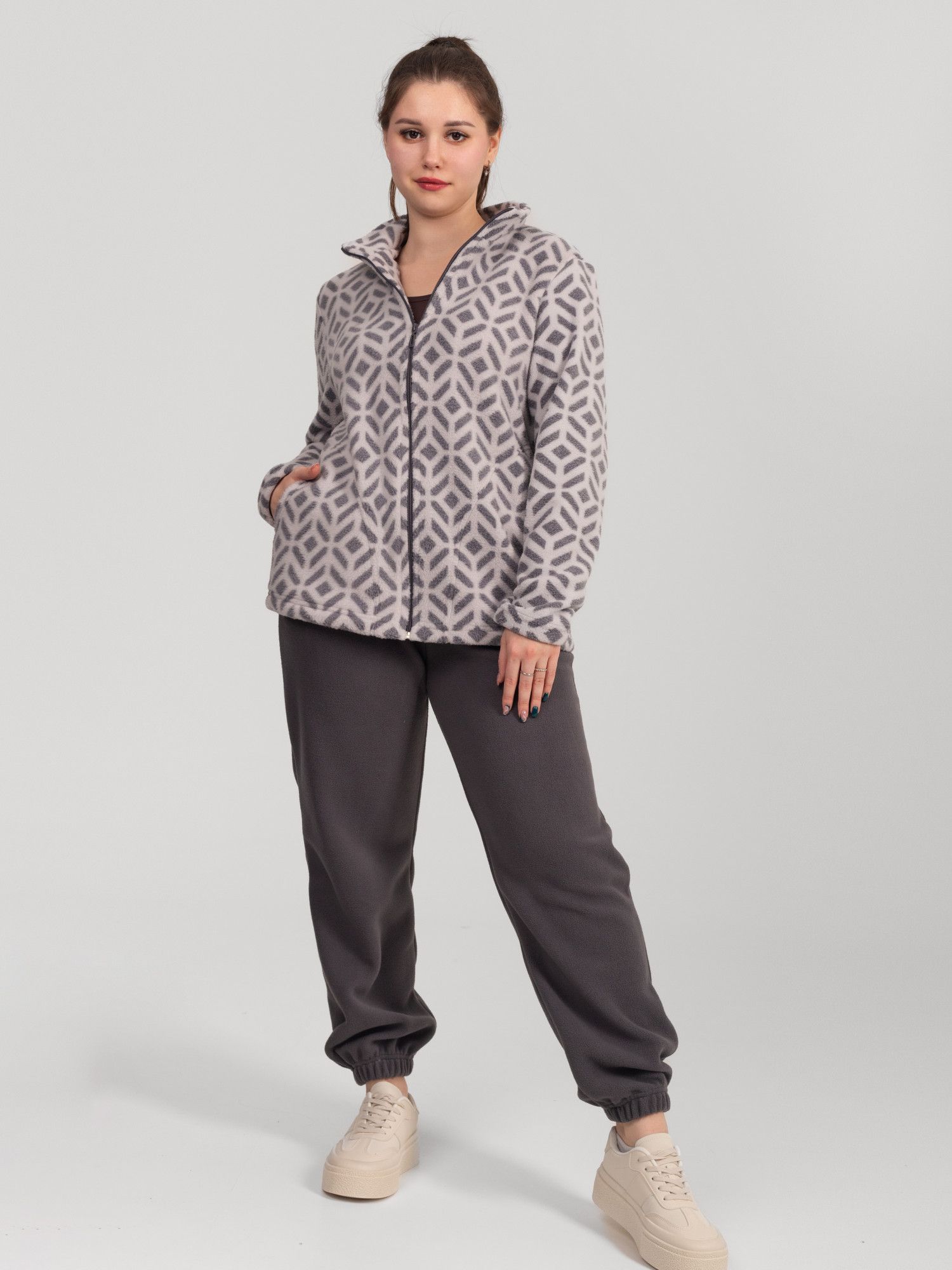 Костюм женский флисовый с брюками "ЭРИКА" СЕРЫЙ