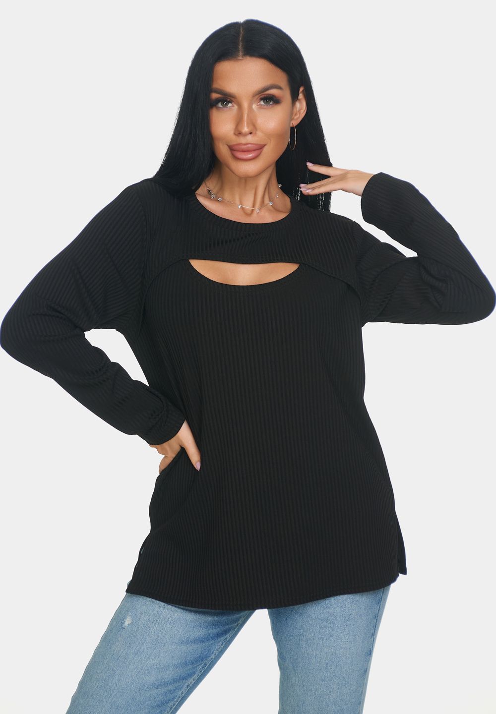 Лонгслив Мия - черный