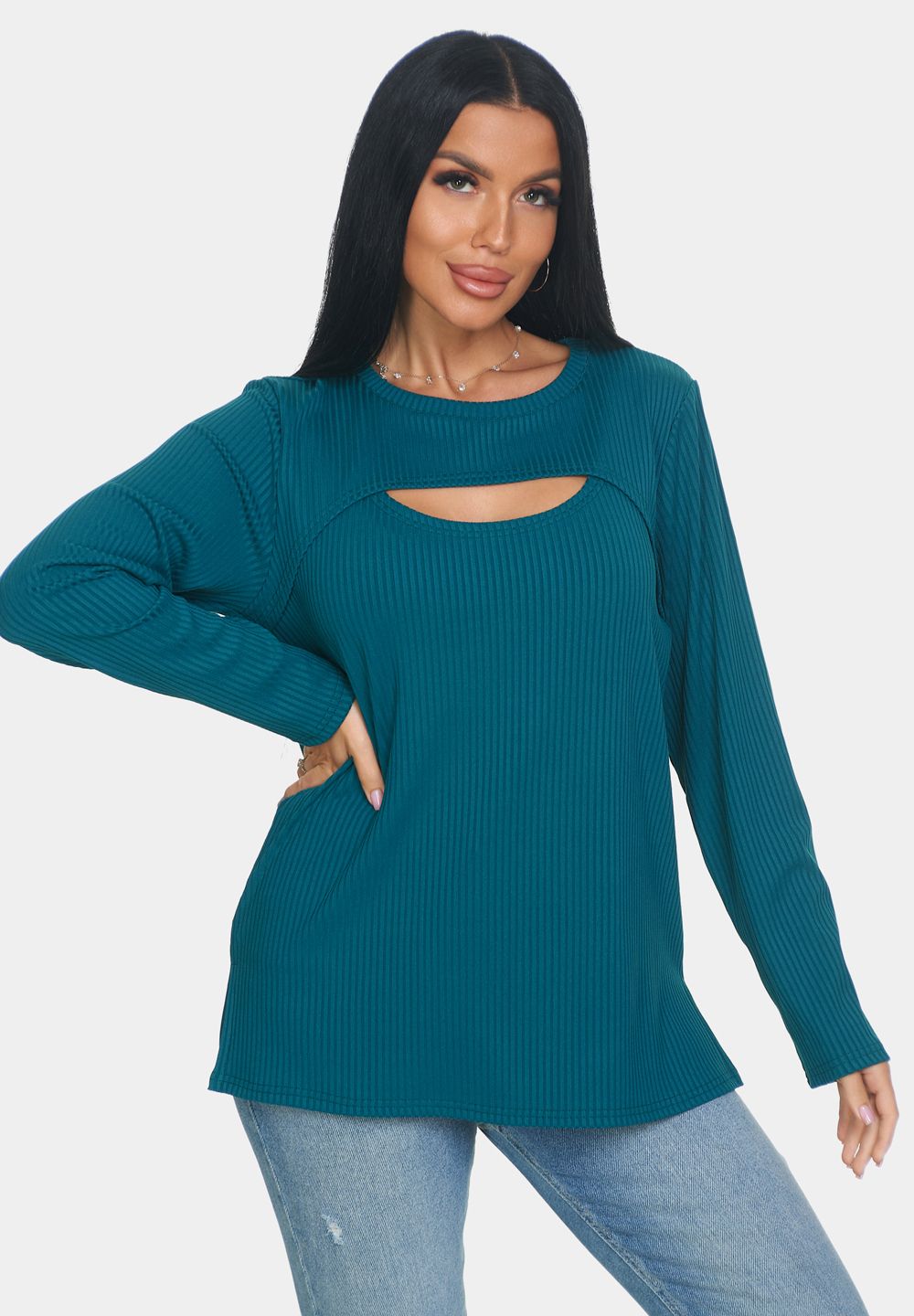 Лонгслив Мия - зелёный