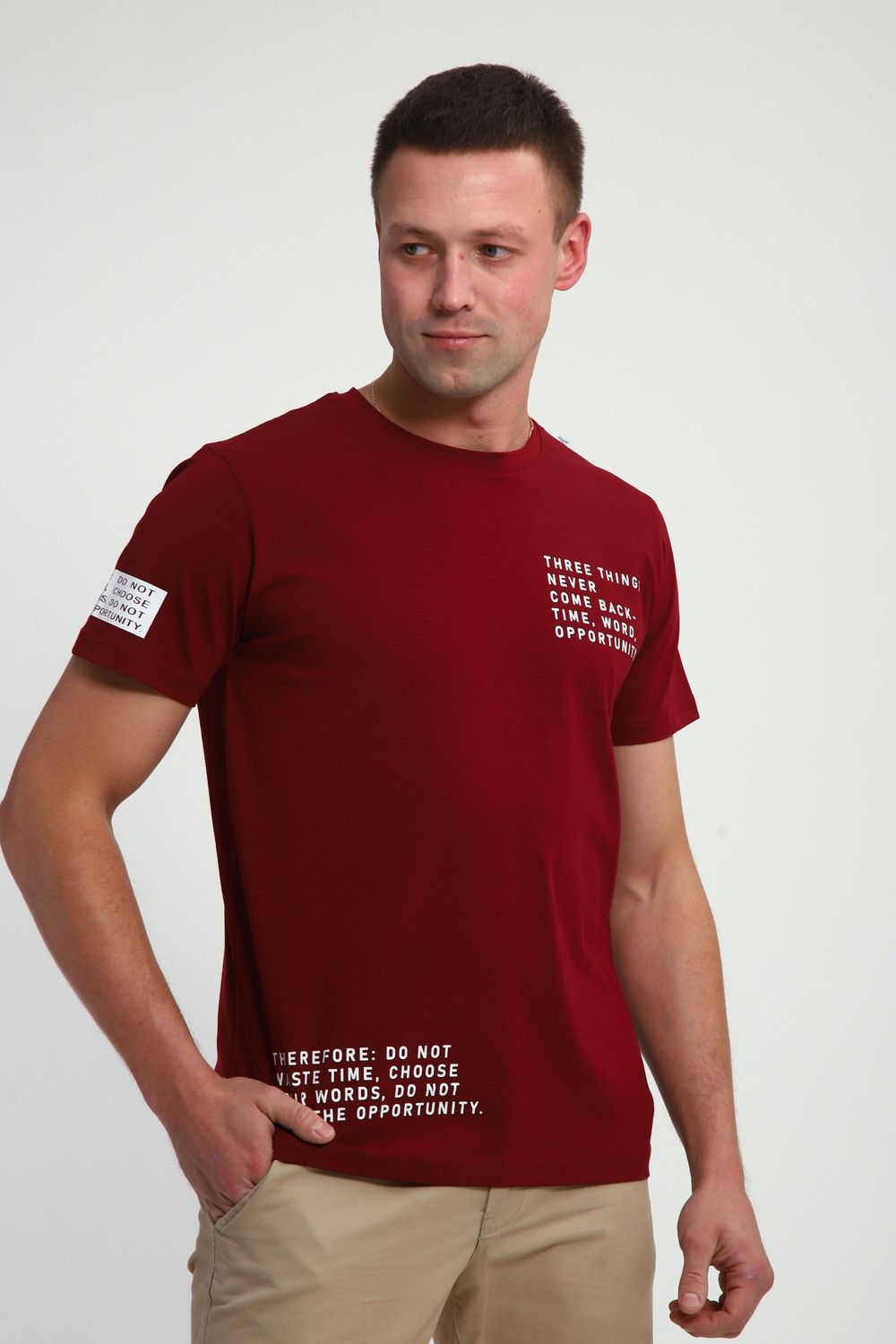 Футболка мужская 052 - бордовый
