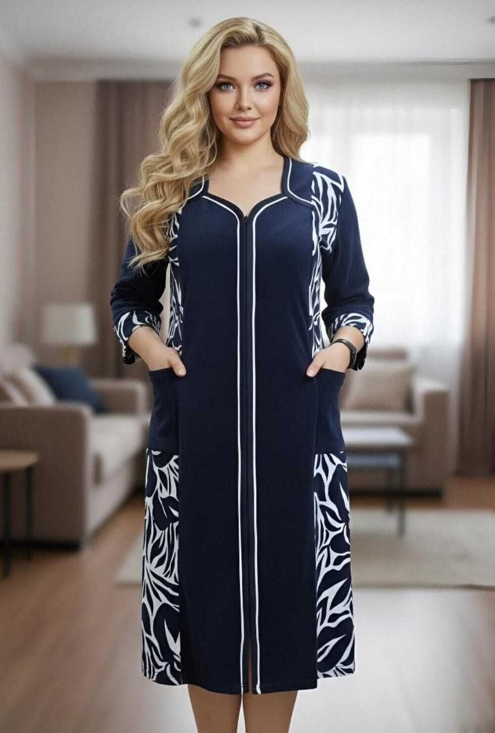 Халат 39062 - темно-синий