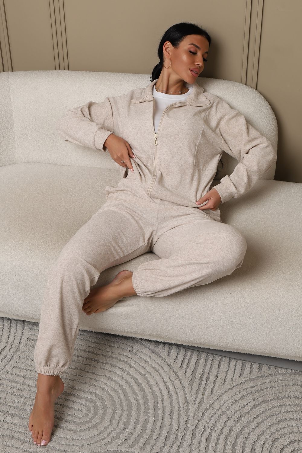 Костюм женский махровый КМБ01 - бежевый