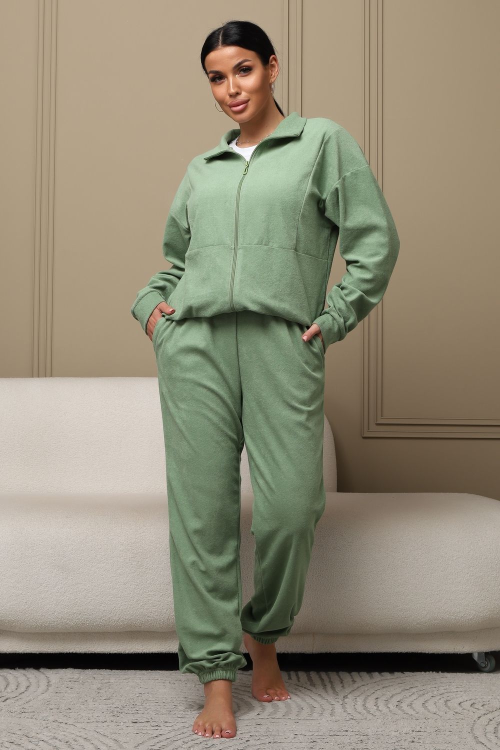 Костюм женский махровый КМБ01 - олива