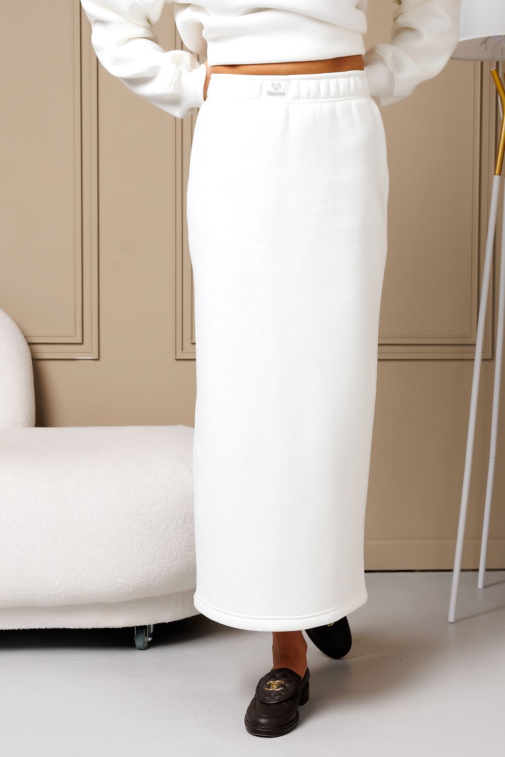 Юбка длинная макси с разрезом 388MLK - белый