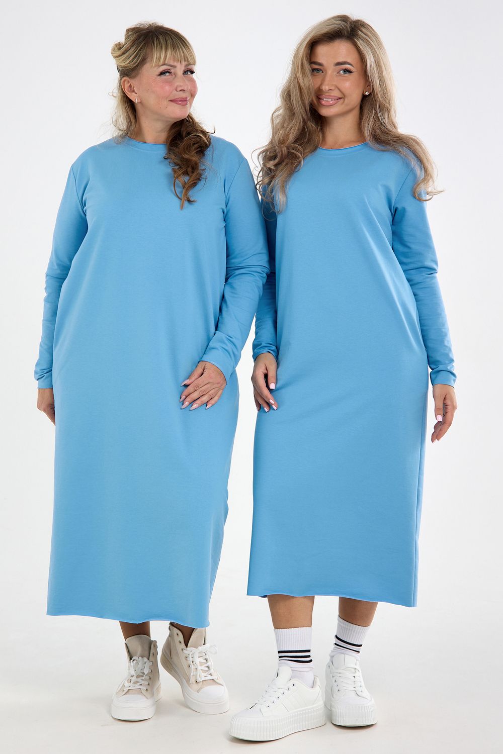 Платье-футер-длинное - голубой