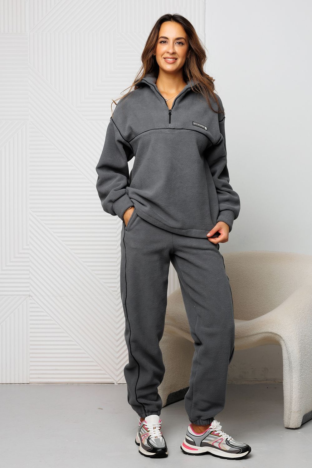 Костюм спортивный флисовый 424 - серый