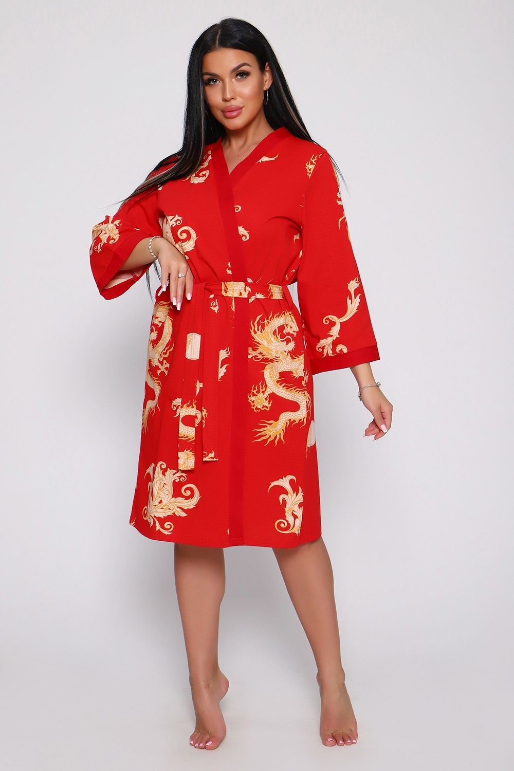 Пеньюар Драконы 729 - красный