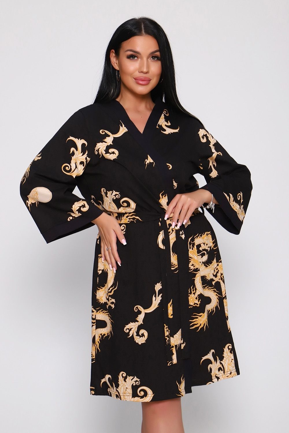 Пеньюар Драконы 729 - черный