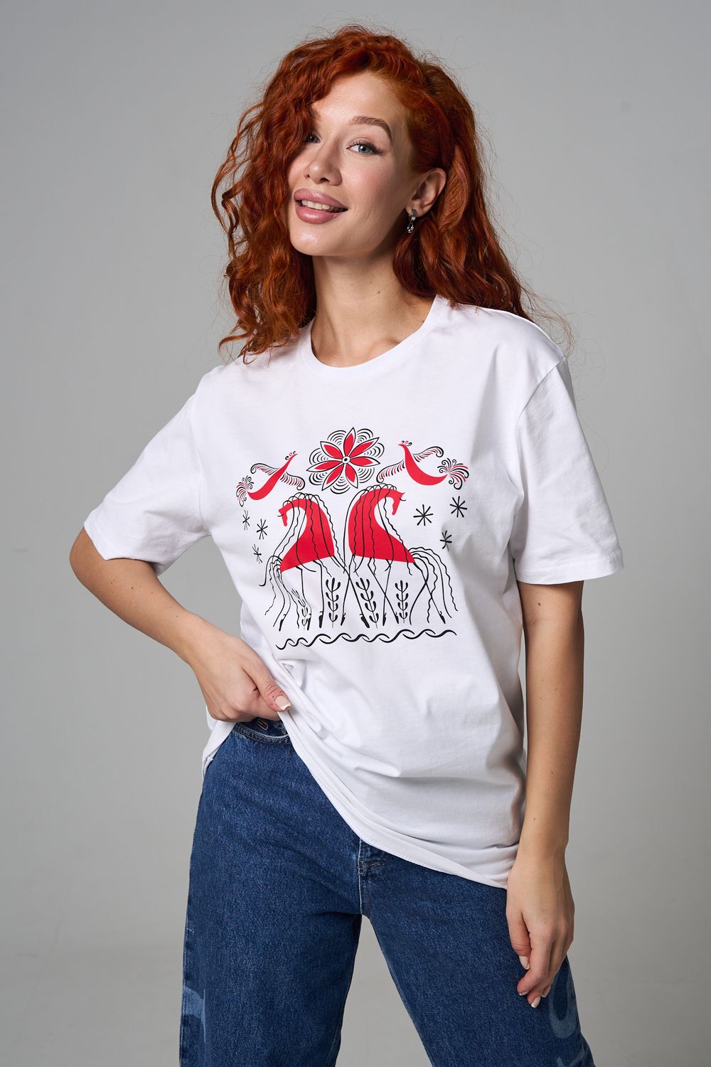 8589 футболка унисекс - белая+мезень