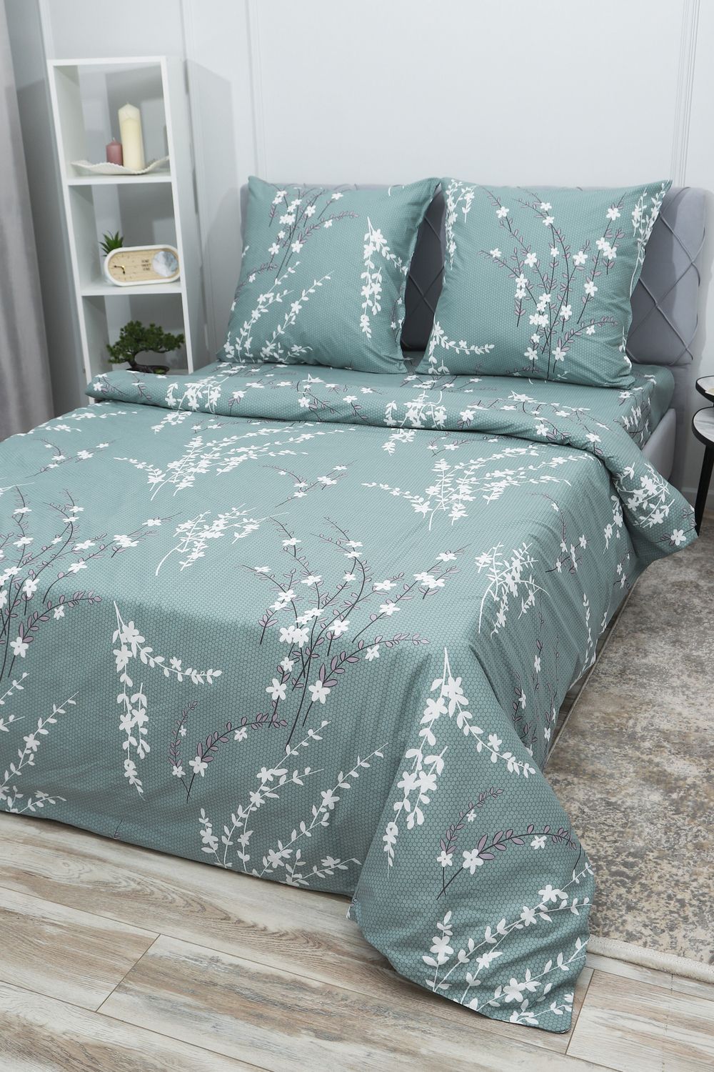 Пододеяльник перкаль Арабис-1 - зеленый