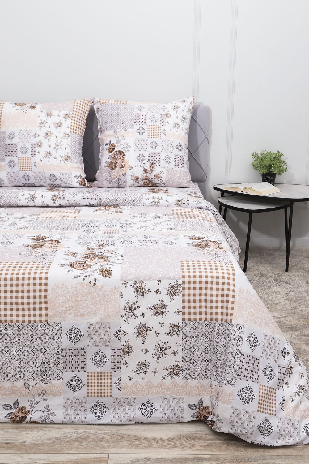 Пододеяльник перкаль Коллаж - белый