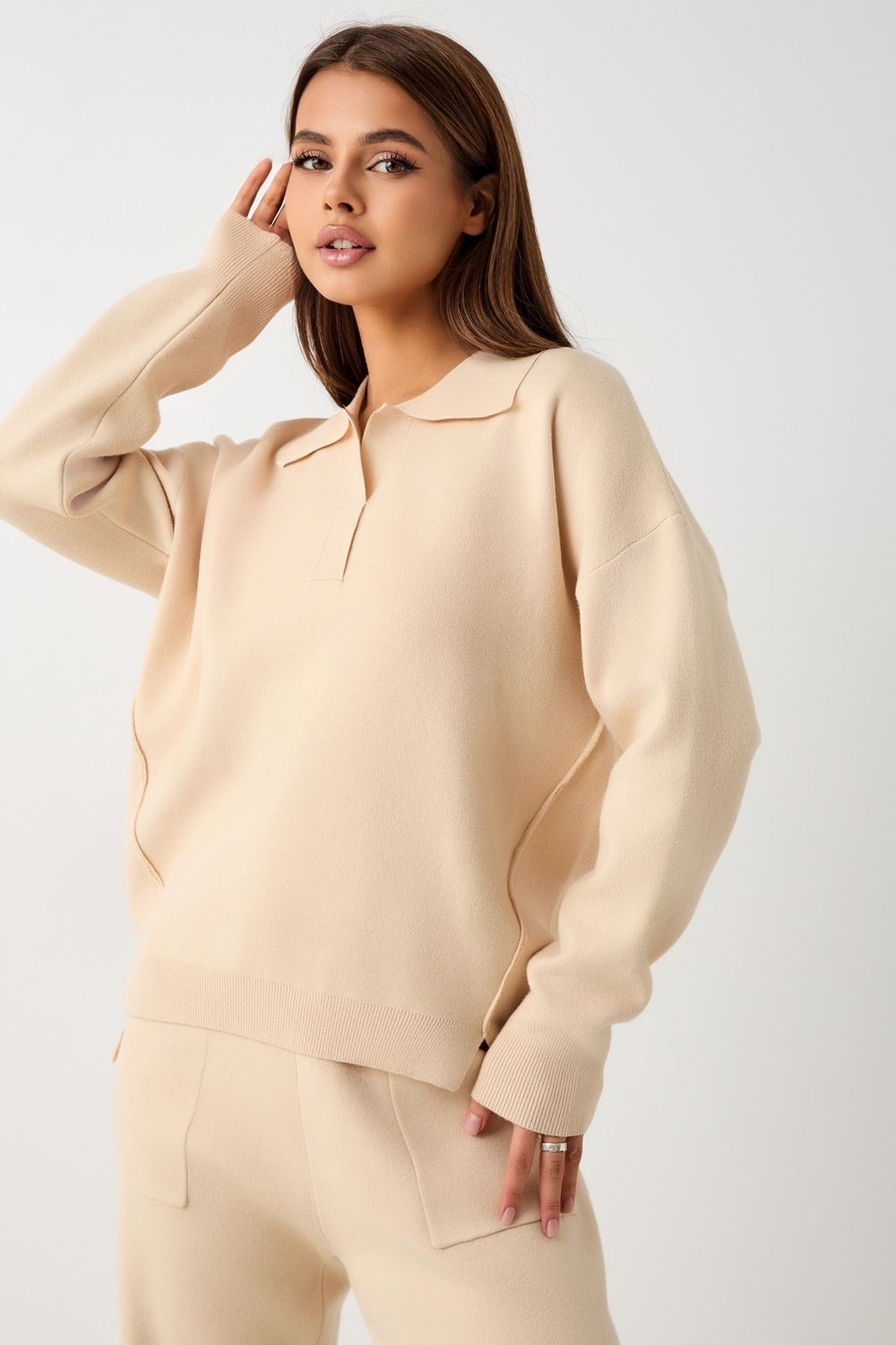 Костюм вязаный теплый с брюками и кофтой #4