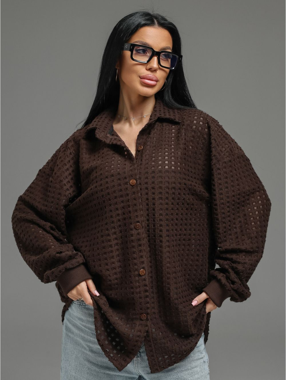 Стелла рубашка женская (шоколад)