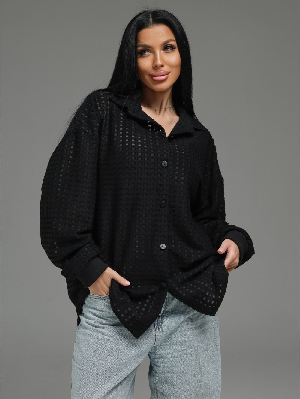 Стелла рубашка женская (черный)