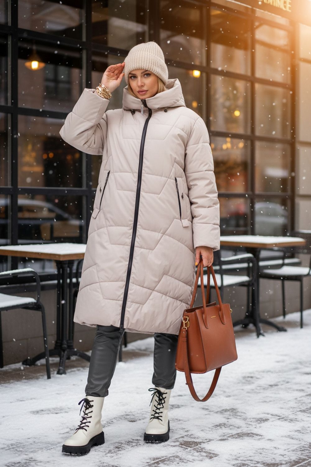 Зимняя куртка, большие размеры арт.6679-1 - бежевый