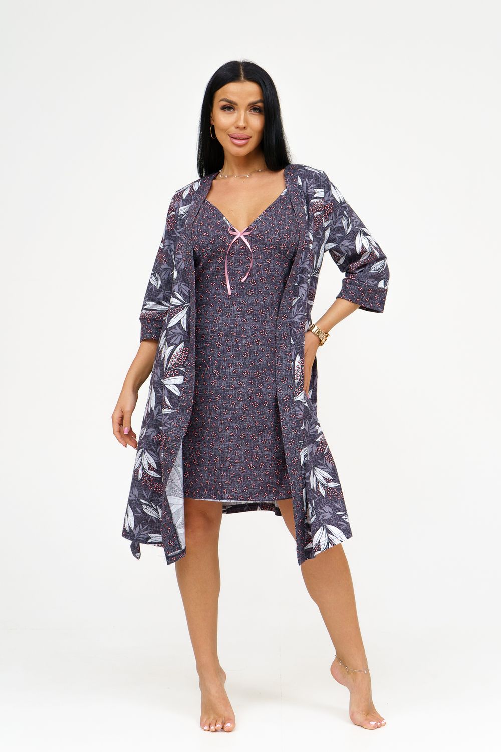 Пеньюар+сорочка Мимоза - графит