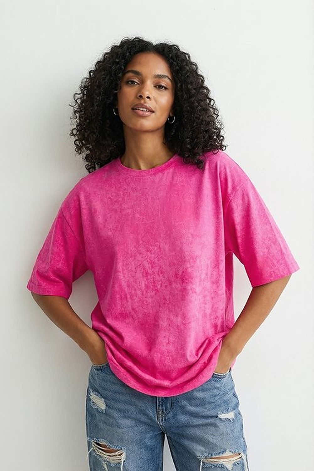 14502 футболка женская оверсайз - фуксия