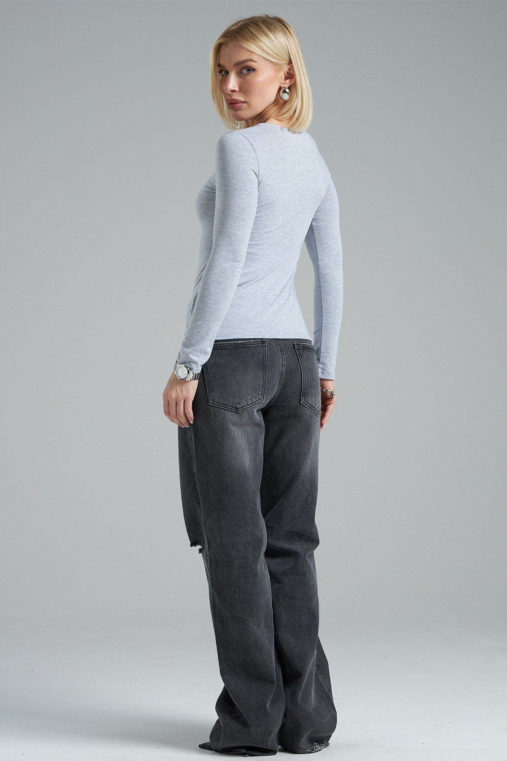 Лонгслив облегающий повседневный skims - серый