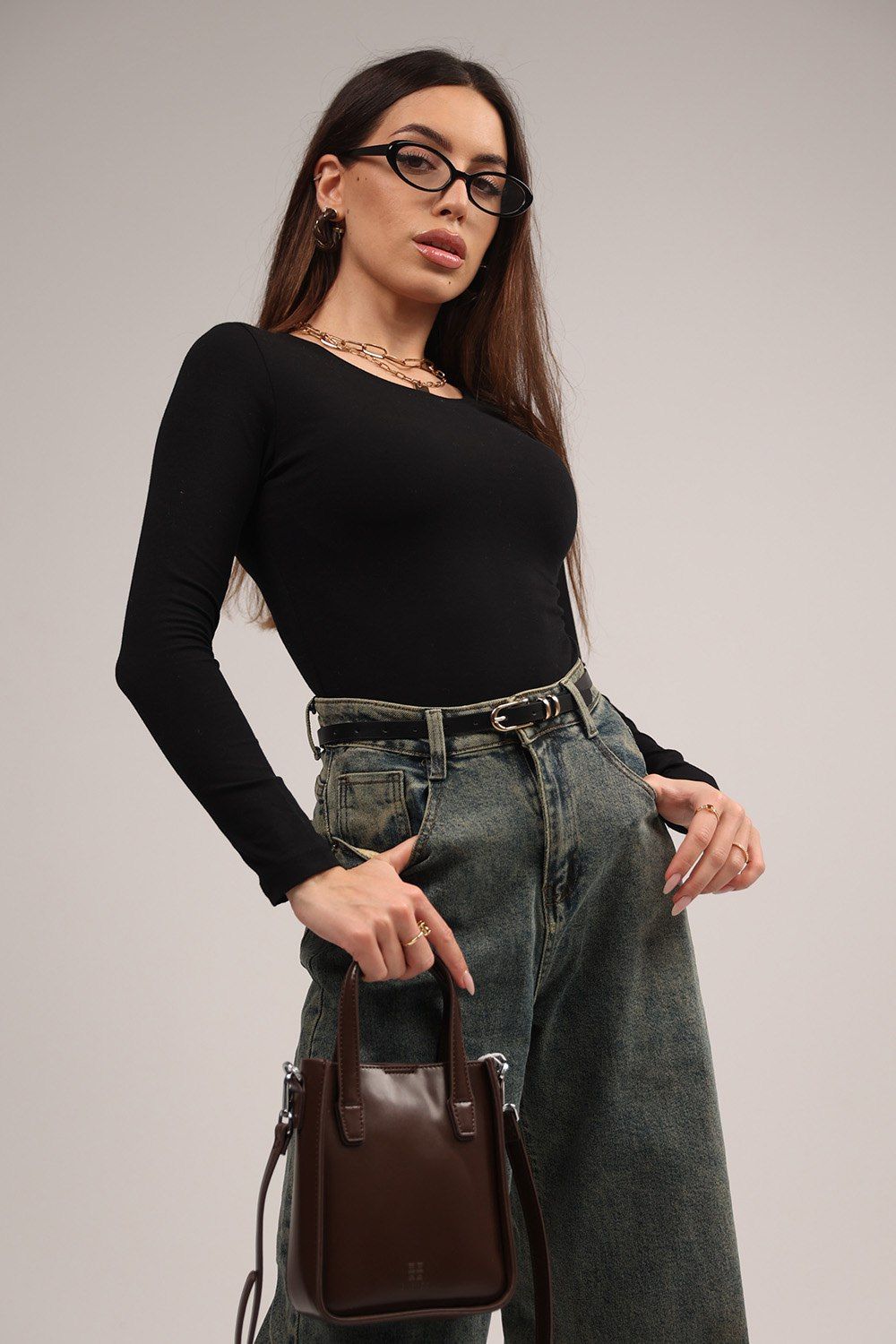 Лонгслив облегающий повседневный skims - черный