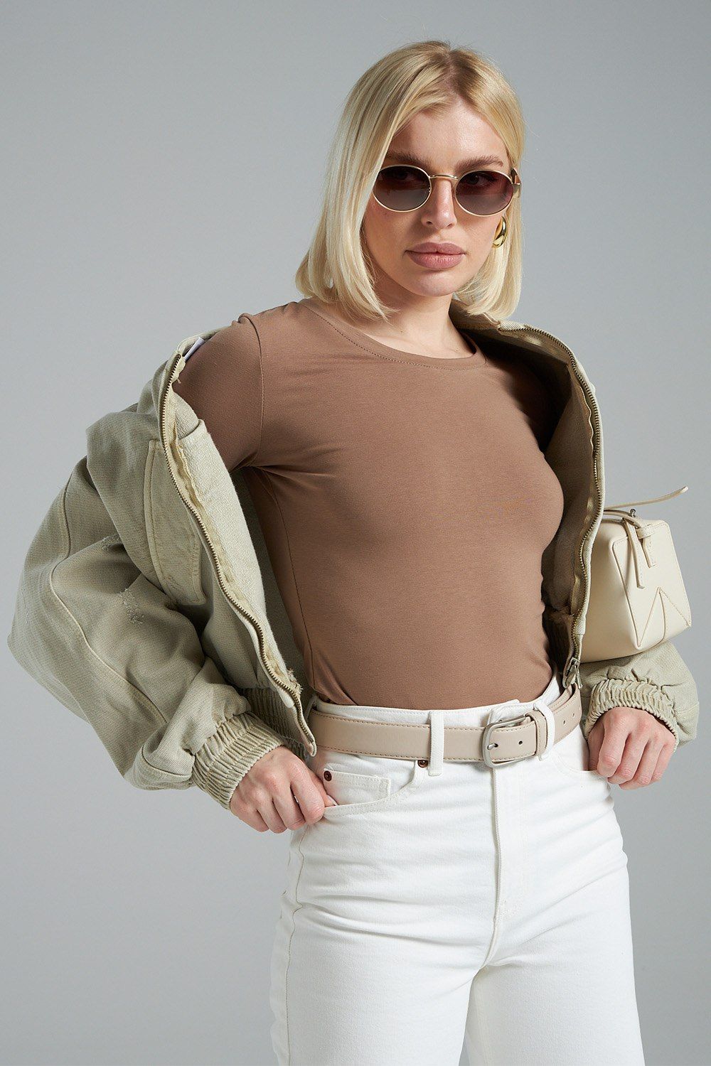 Лонгслив облегающий повседневный skims - мокко