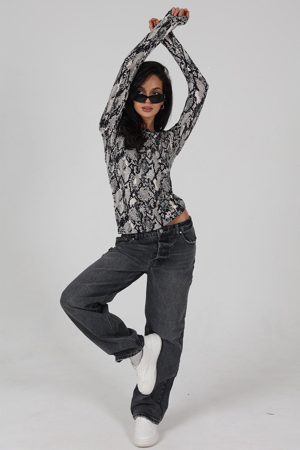 Лонгслив облегающий повседневный skims - питон