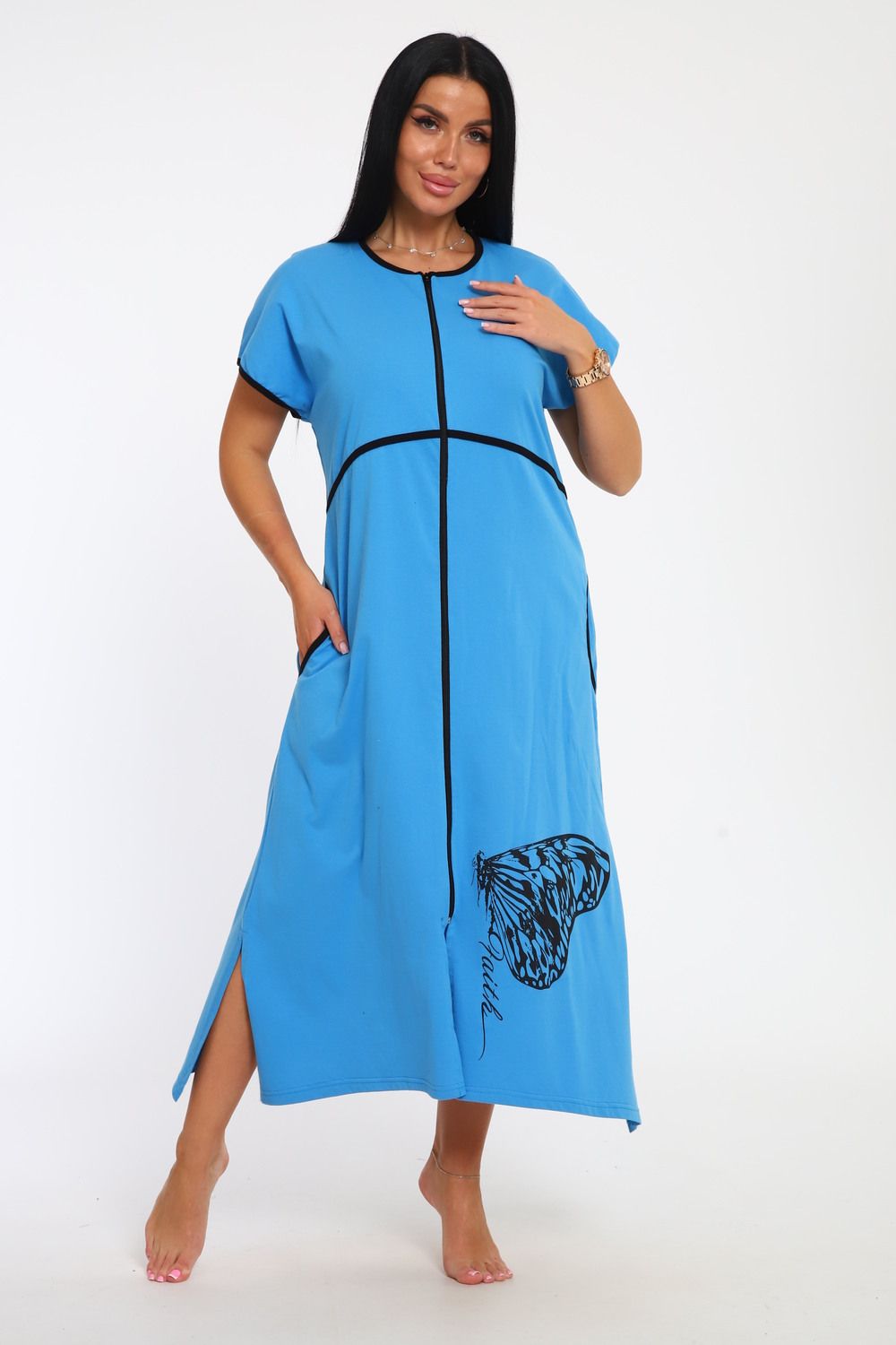 Халат на молнии Tropic - голубой