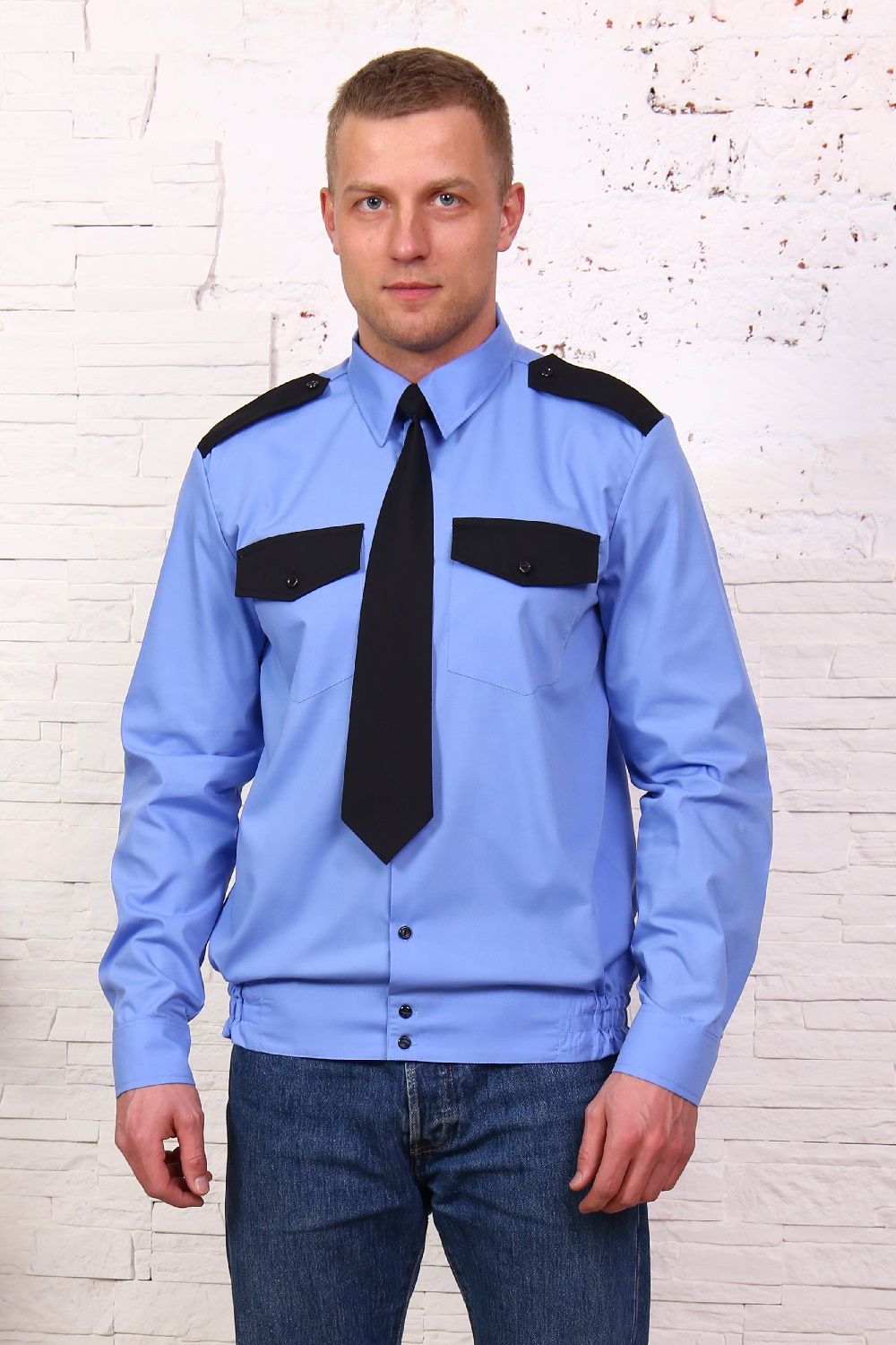 0214 Рубашка охранника - голубой