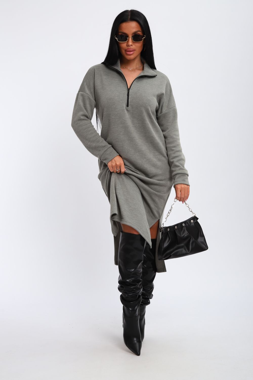 Платье женское с молнией Полина - серый