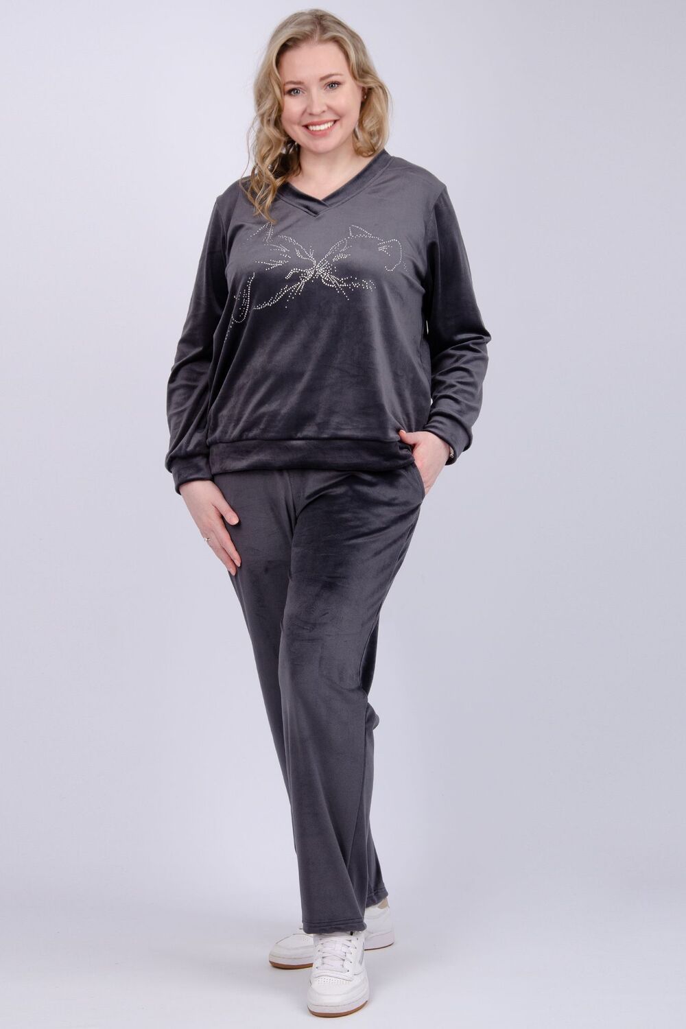 Костюм Велюр женский - темно-серый