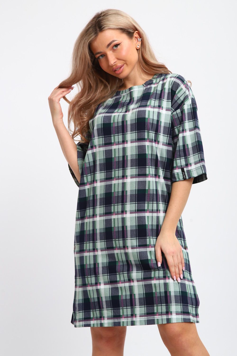 Платье-туника на клепках ТПК-01 - голубой, ментол, розовый