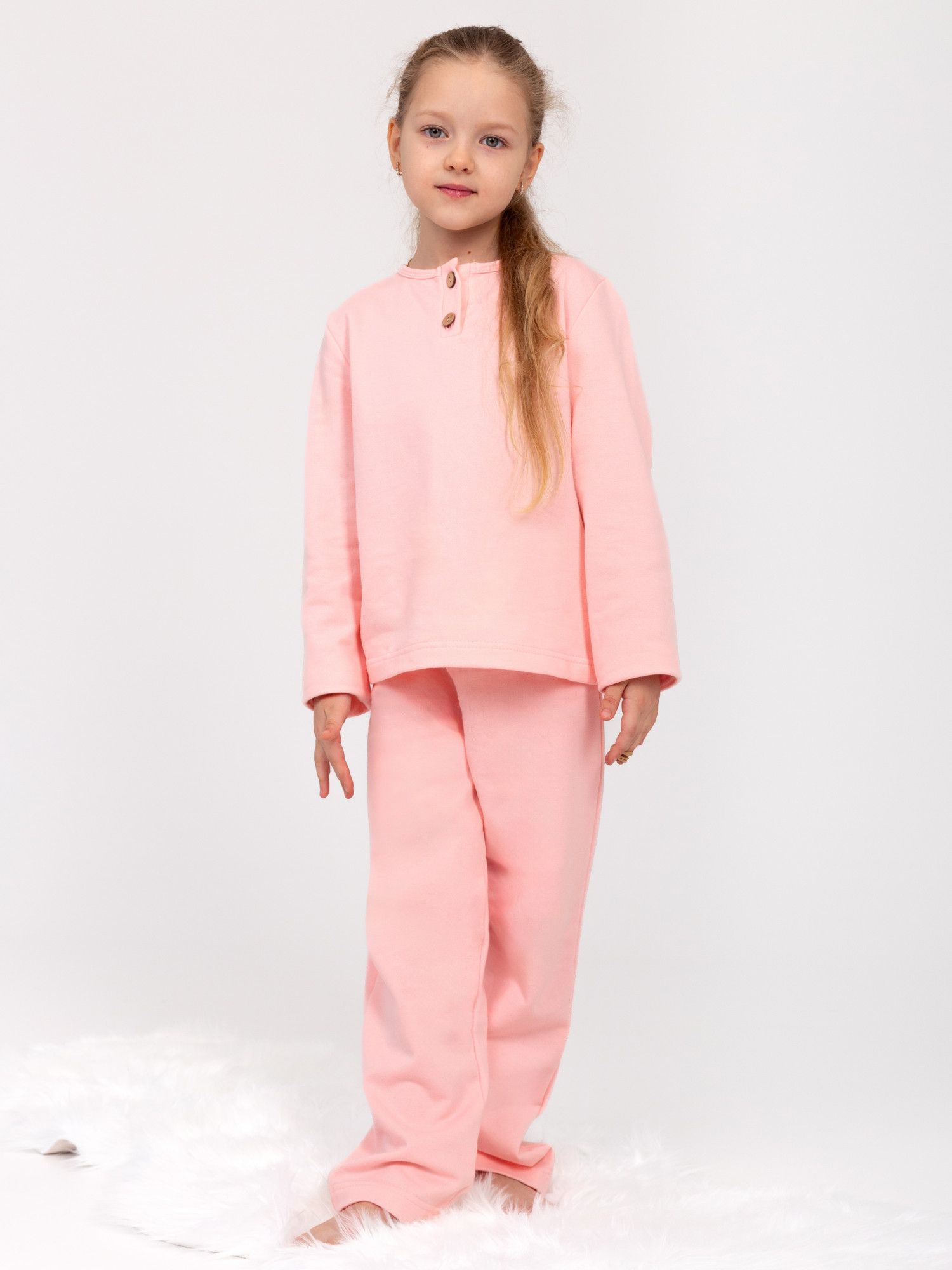Пижама детская футер начес с брюками СТЕША РОЗОВЫЙ