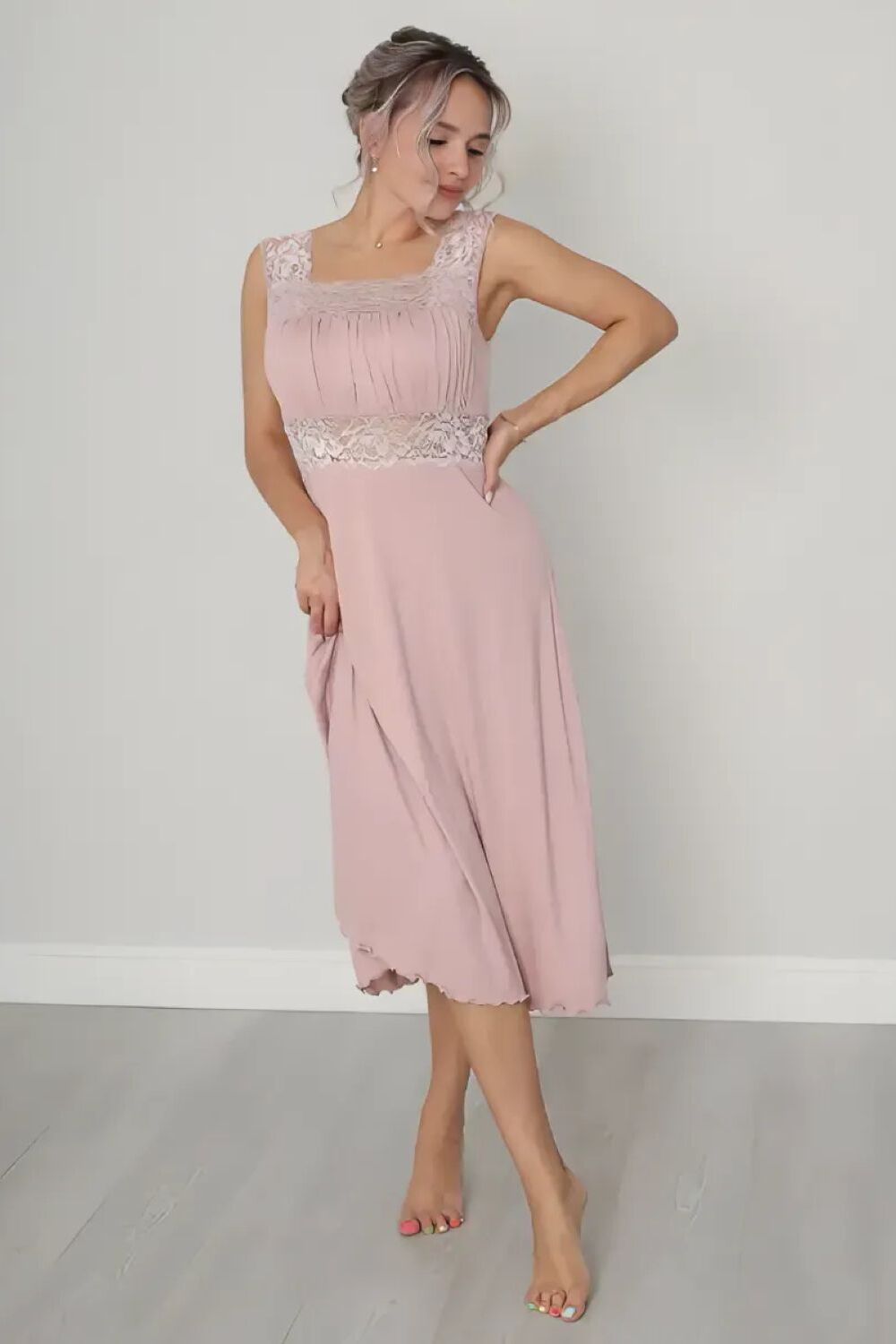 Сорочка Риана длинная - телесный