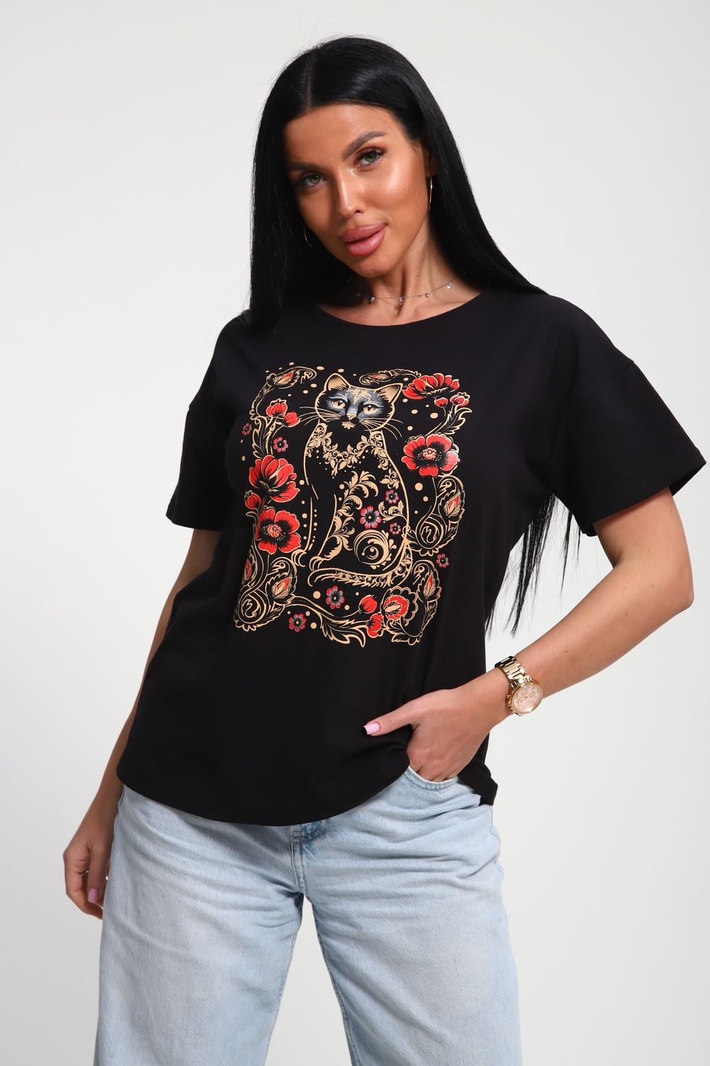 85656 футболка женская - черный