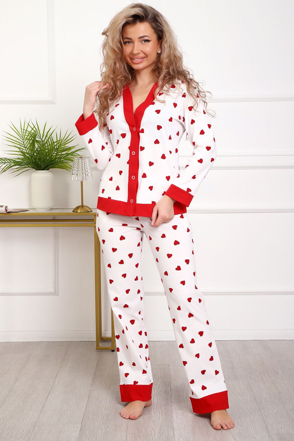 Пижама 18062 - белый сердечки