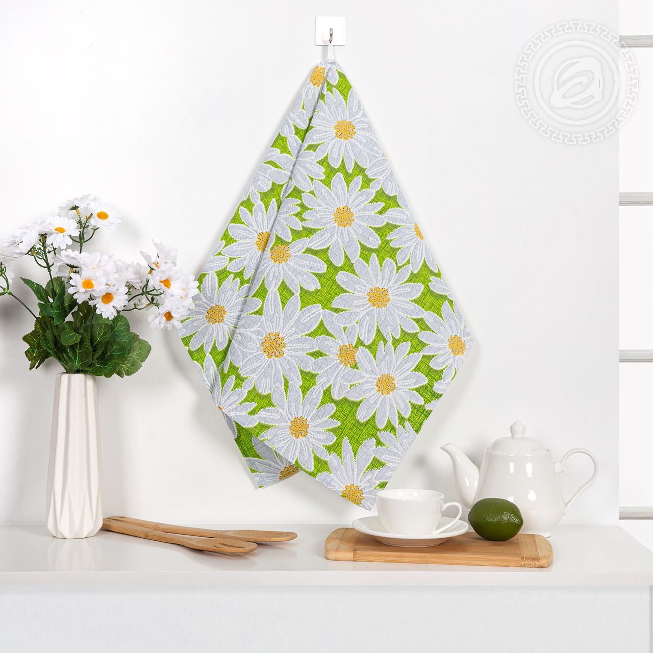 Полотенце кухонное из рогожки София (зелёная) пкр.50.70