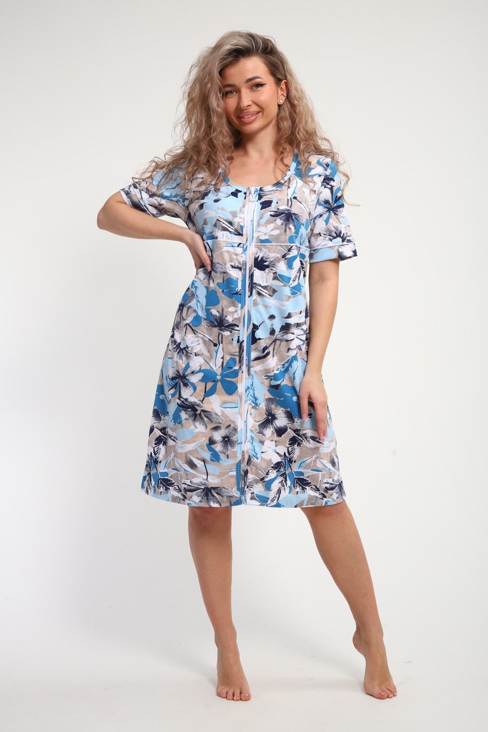 Халат женский ХЖ-01 - голубые цветы