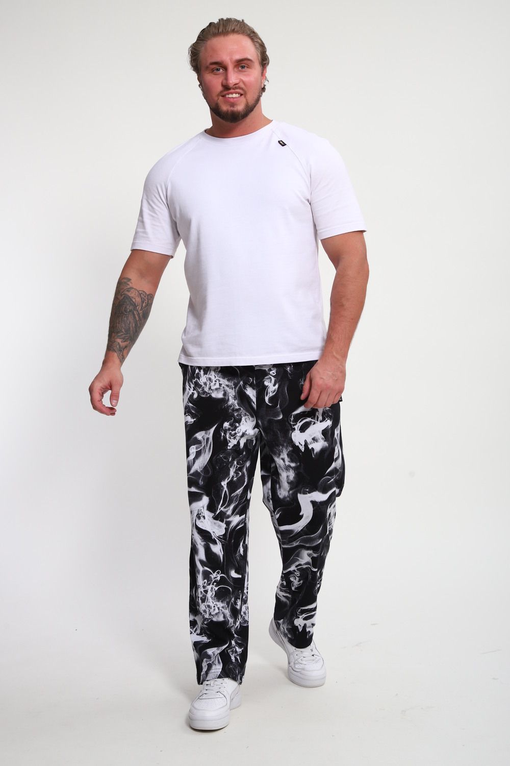 Брюки мужские Б-02 Дым - черный-белый Дым