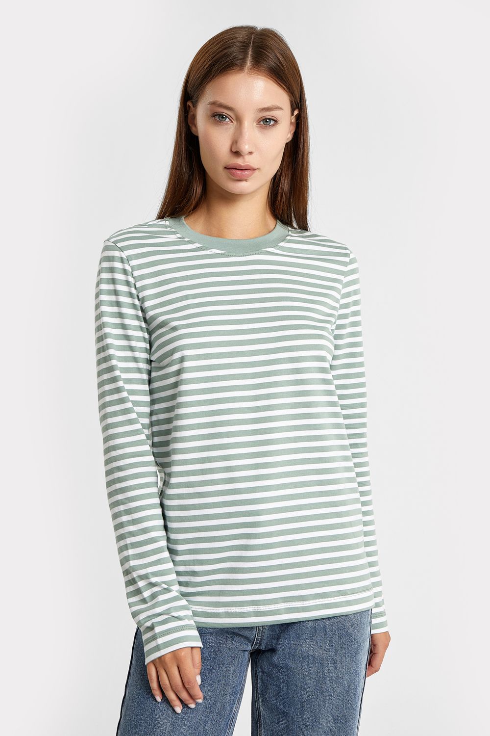 Джемпер женский 122867 - Шалфей полоска