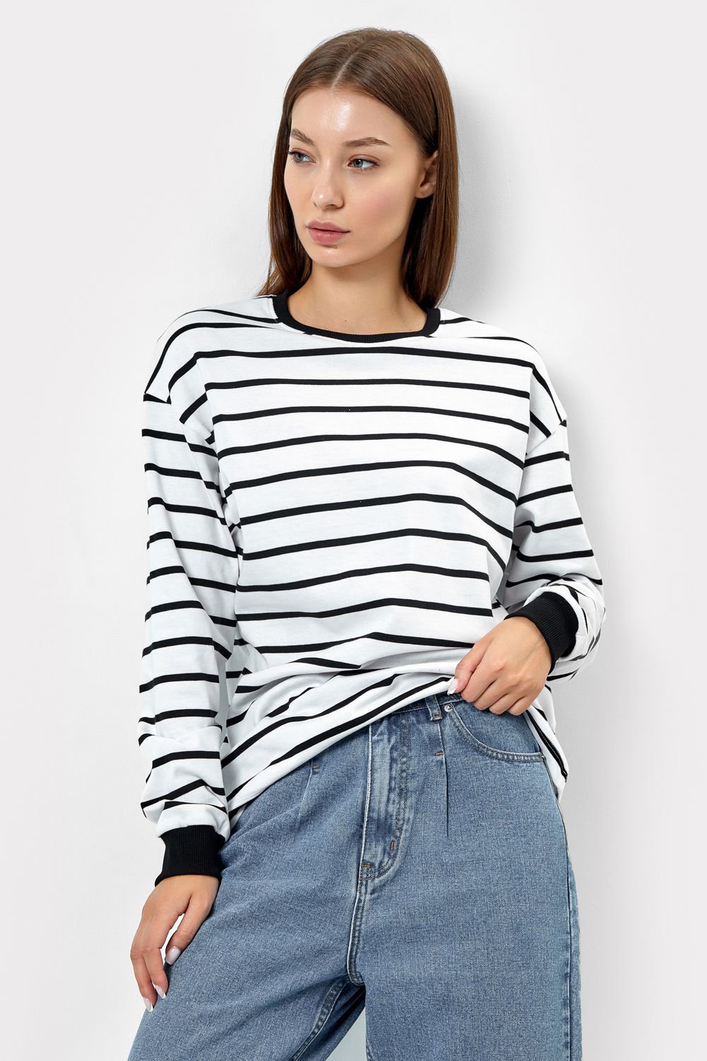 Джемпер женский 122736 - Молочная полоска