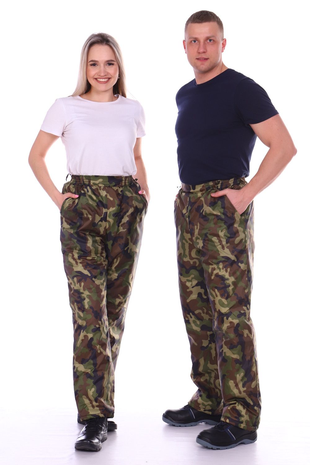 Брюки утепленные камуфлированные на резинке - камуфляж