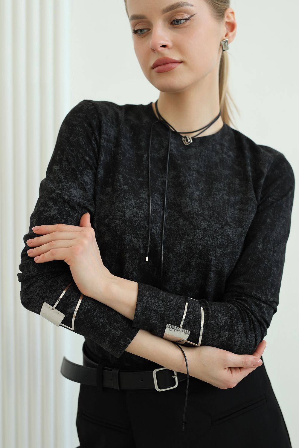 14505 Лонгслив женский варенка - темно-серый