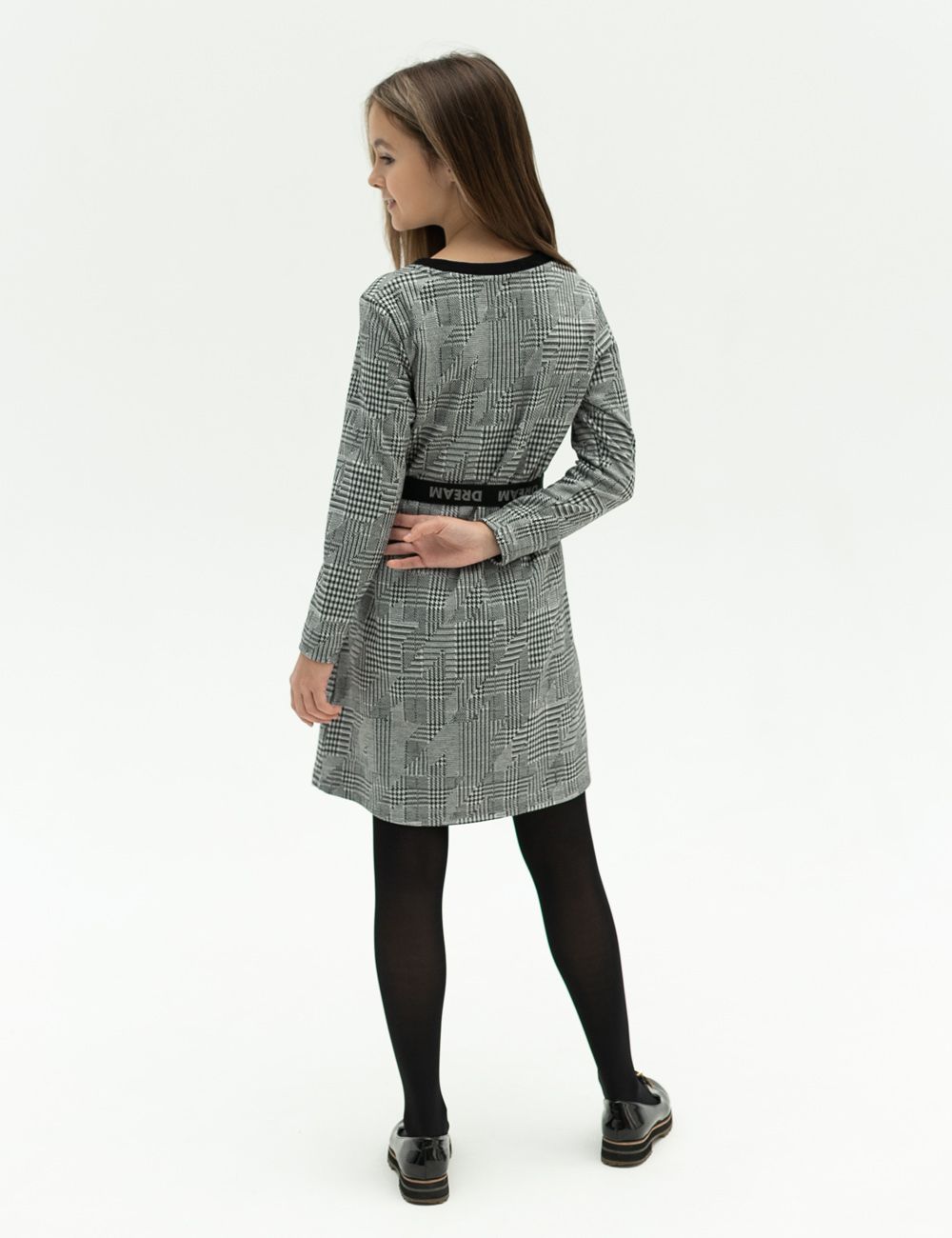 Платье прямое 1492 - гусиная лапка черно-белая