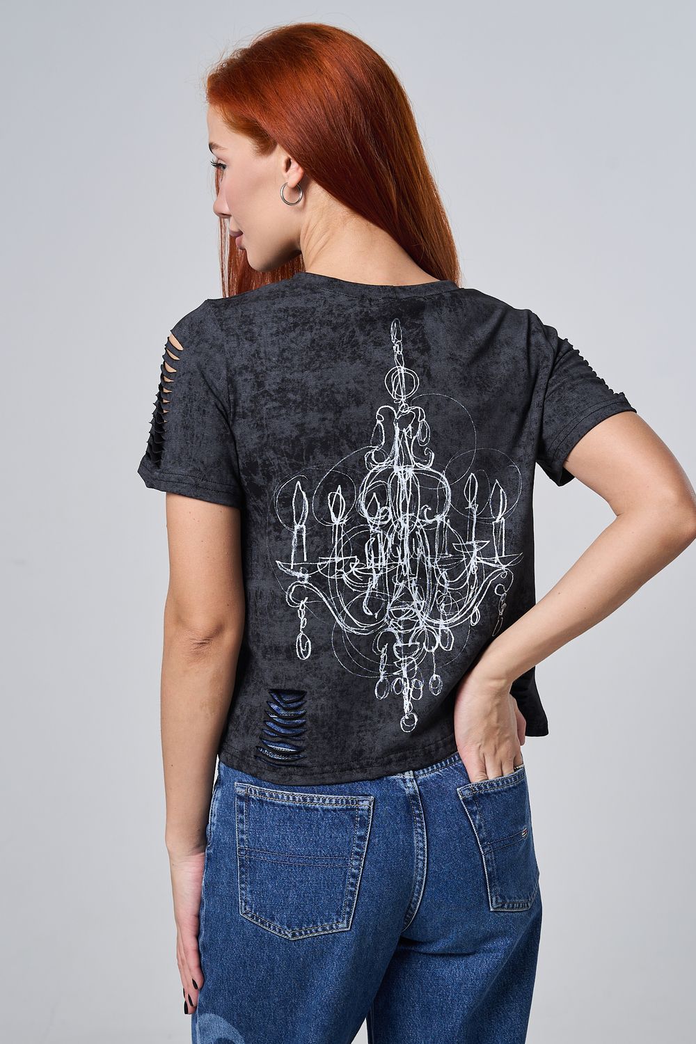 7502 футболка женская - черный винтаж+бра