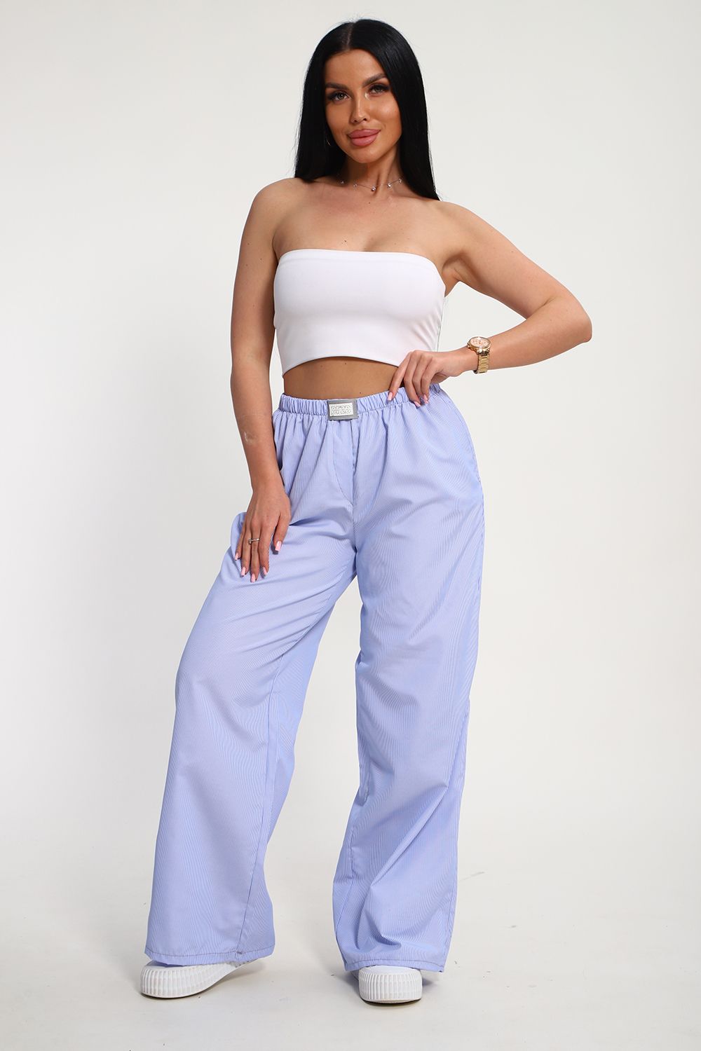 брюки пижамные 35337 - голубая полоска