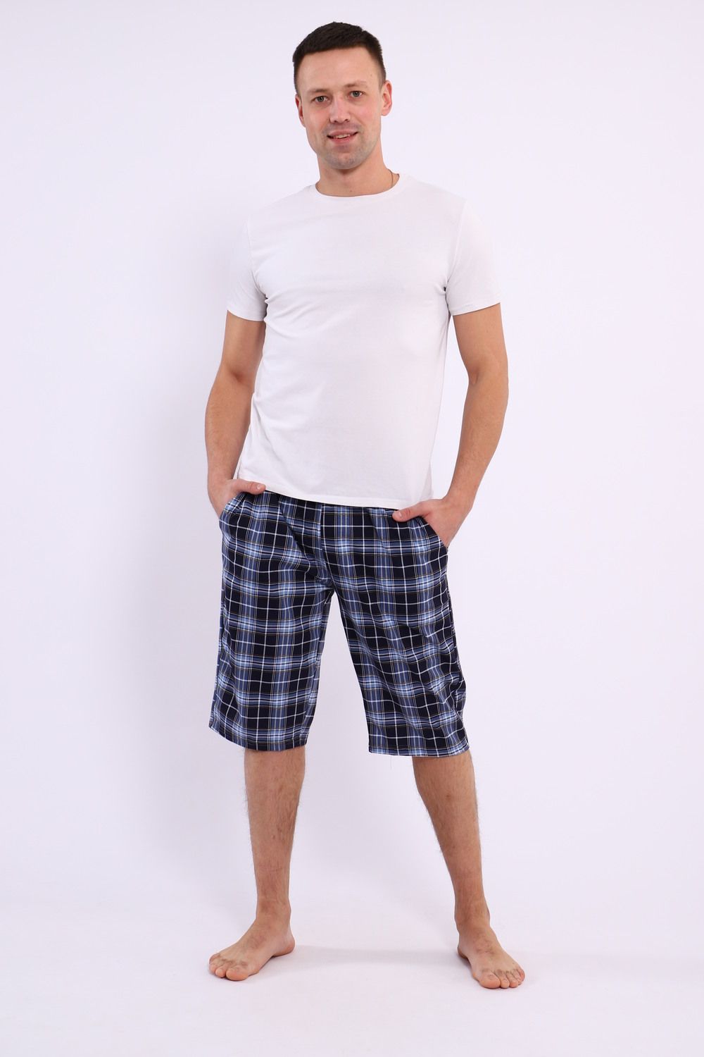 Шорты мужские 095 - голубая клетка