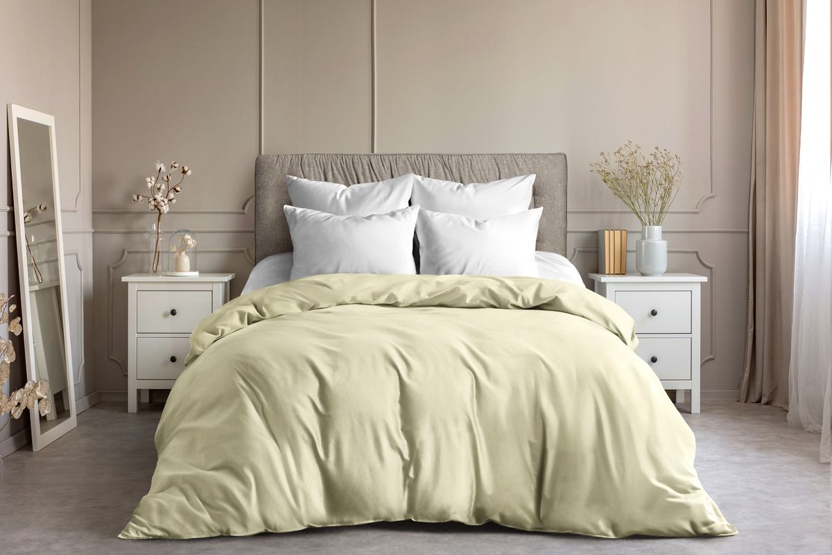 Пододеяльник поплин гл/кр Евро - бежево-желтый